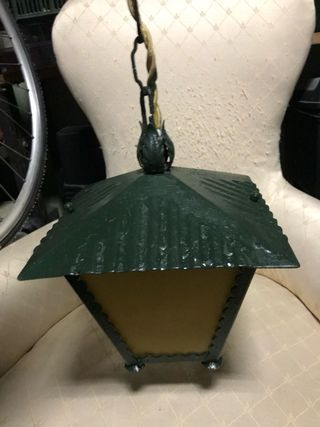 Lampada tipo lanterna vintage ferro verde e giallo