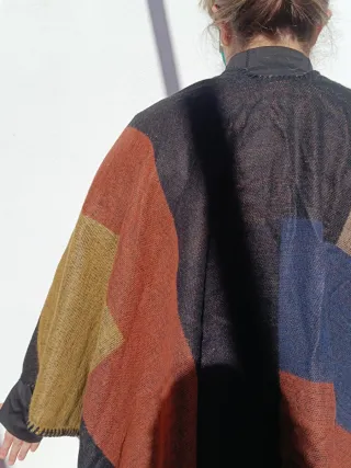 Capa lana fina cuadros Camel, marino, chocolate