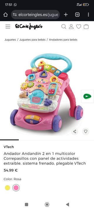 Correpasillos VTech Andandín 2 en 1 Rosa