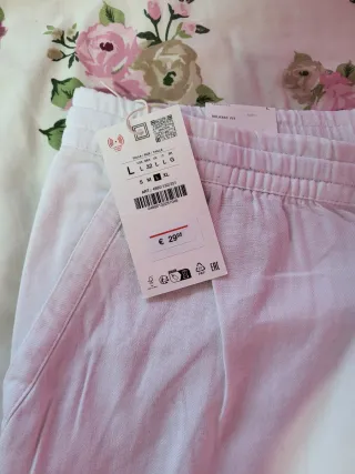 Pantalón Zara Lino Blanco Talla L