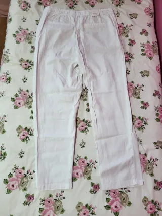 Pantalón Zara Lino Blanco Talla L