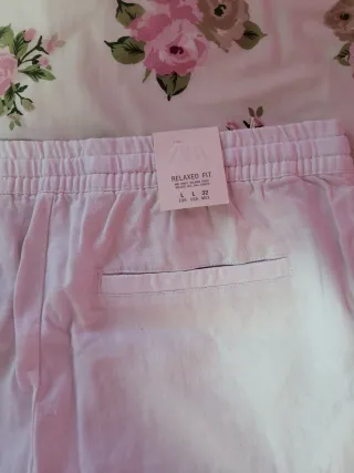 Pantalón Zara Lino Blanco Talla L