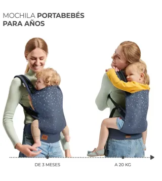 Mochila Portabebés Estampado demin con lunares