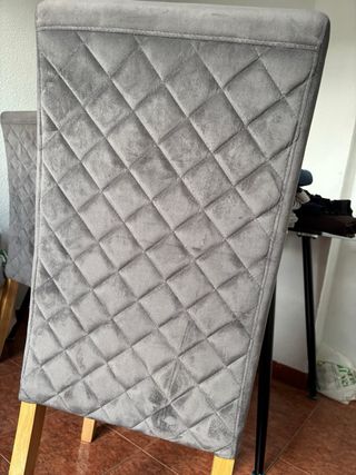 4 Sillas Terciopelo Gris