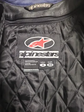 Chaqueta de cuero Alpinestars azul y negra
