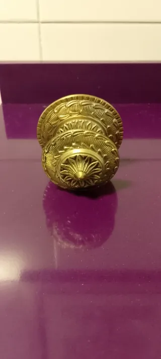 Tirador de puerta de latón con diseño floral