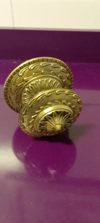 Tirador de puerta de latón con diseño floral