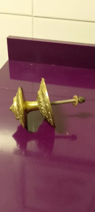 Tirador de puerta de latón con diseño floral