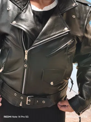 Cazadora Piel Vintage Rockera London Piel,unisex