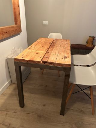 Mesa comedor madera y acero extensible