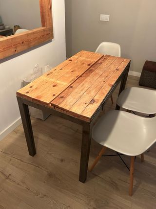 Mesa comedor madera y acero extensible