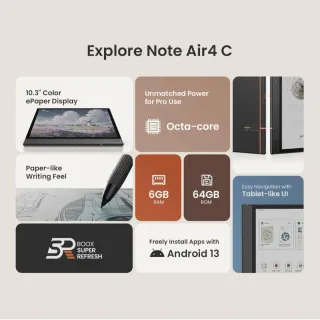 Tablet e-ink color Boox Note Air 4C + Funda