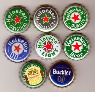X8 Chapas CERVEZA HEINEKEN BUCKLER raras tapas