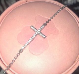 Pulsera plata cruz con circonitas