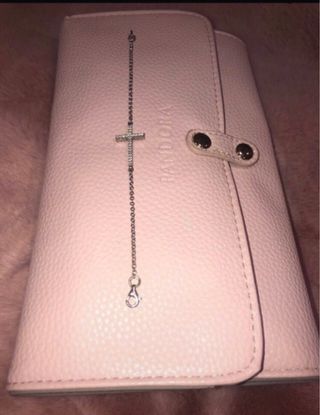 Pulsera plata cruz con circonitas