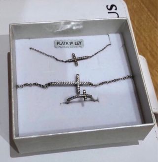 Pulsera plata cruz con circonitas
