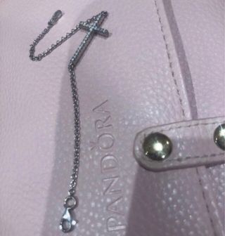 Pulsera plata cruz con circonitas