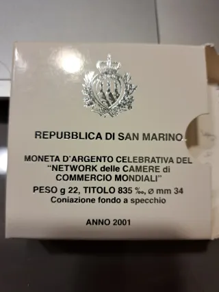 Moneta Argento San Marino 2001 Congresso Commercio
