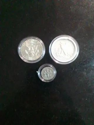 3 Monedas USA: Kennedy, Águila, Dime
