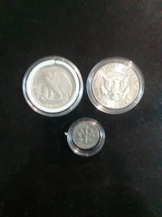 3 Monedas USA: Kennedy, Águila, Dime