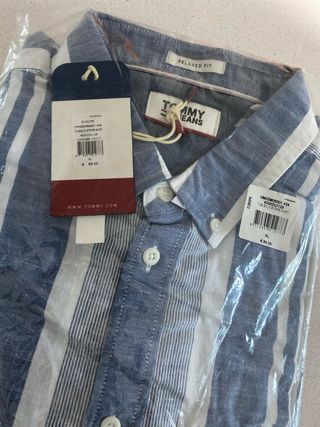 Camisa Tommy Jeans Rayas Azul Blanco Talla XL