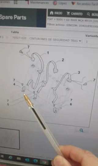 Hebilla Cinturón Trasero derecho Fiat 500X