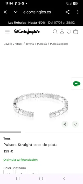 Pulsera Plata Osos Straight