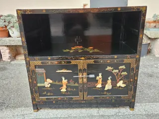 Antica credenza cinese lacca nera decorata