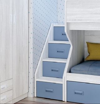 LITERA DE MADERA CON 3 CAJONES Y ESCALERA LIDER 28