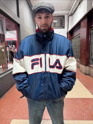 Plumífero Fila Vintage Logo Grande Azul Marino