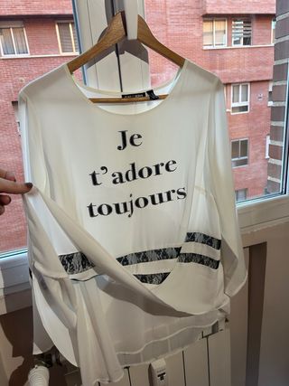 Blusa Punt Roma blanca con encaje
