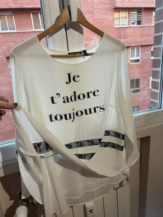 Blusa Punt Roma blanca con encaje