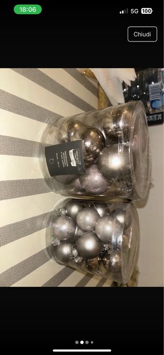 Palle Albero Argento Vetro soffiato