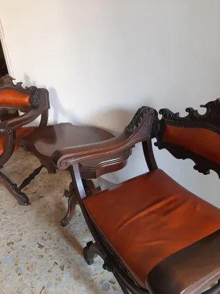 Poltrone coppia Savonarola Toscana in legno