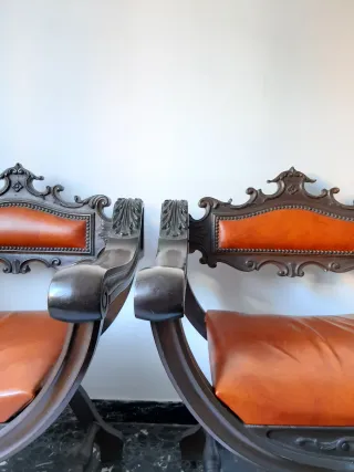 Poltrone coppia Savonarola Toscana in legno