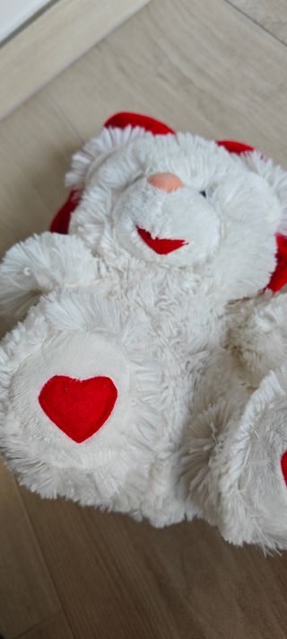 Orsetto Bianco Peluche Cuori Pupazzo San Valentino