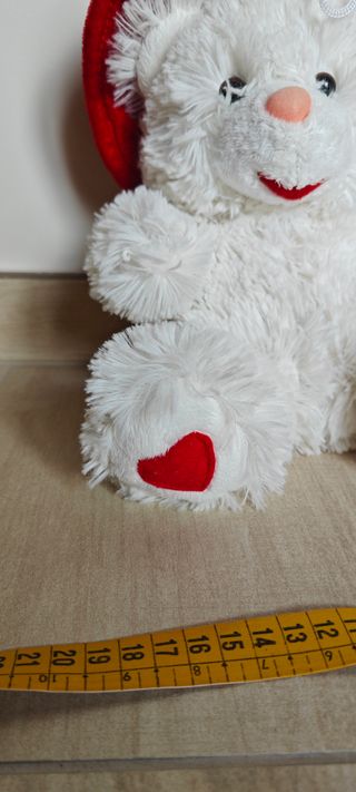 Orsetto Bianco Peluche Cuori Pupazzo San Valentino