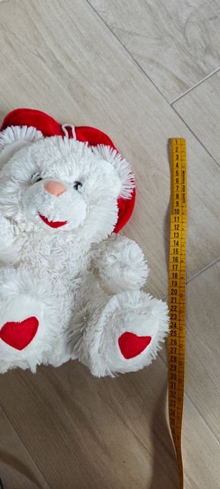 Orsetto Bianco Peluche Cuori Pupazzo San Valentino