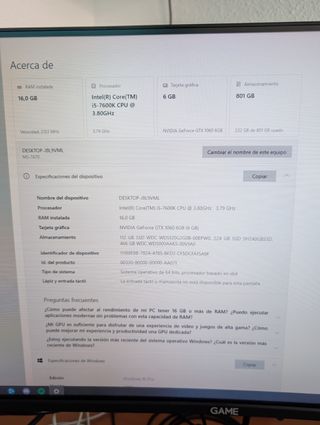 PC GAMING DE SOBREMESA COMPLETO – LISTO PARA USAR