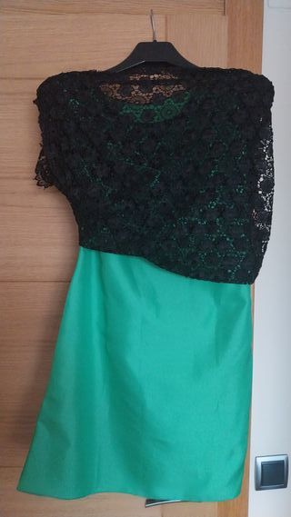 Vestido fiesta encaje negro y verde