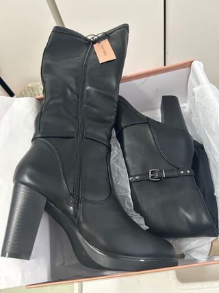 Botas Queen Helena Tacón Plataforma Negras- nuevo