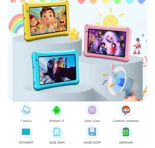 Tablet Bambini 7" Android – 8GB RAM, 64GB ROM, New