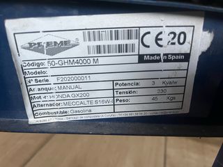 Generador Honda GX200 Gasolina