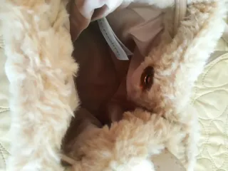 Bolsito peluche niña beige/rosa