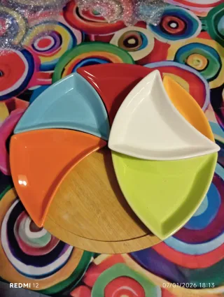 Bandeja aperitivo cerámica multicolor