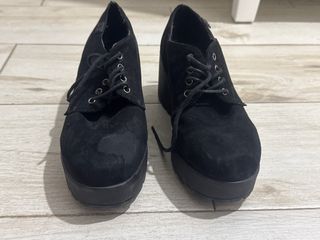 Zapatos Oxford Negros Gamuza Talla 39