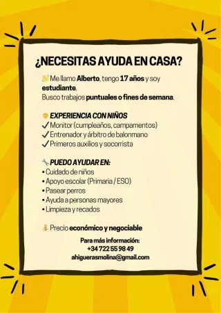 BUSCO TRABAJO A TIEMPO PARCIAL EN JAÉN