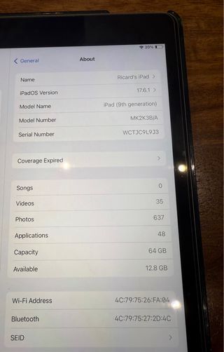 iPad 9ª Gen 10.2 64GB Gris Espacial