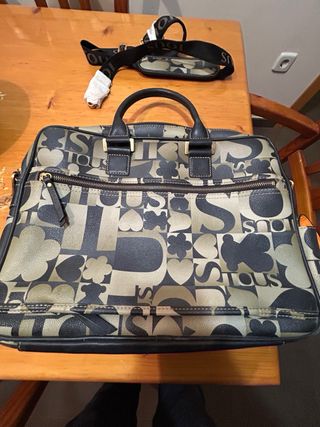 Bolso portátil TOUS beige y negro