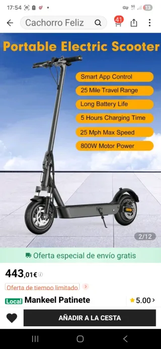 Patinete eléctrico Marca mankel potente y rápido